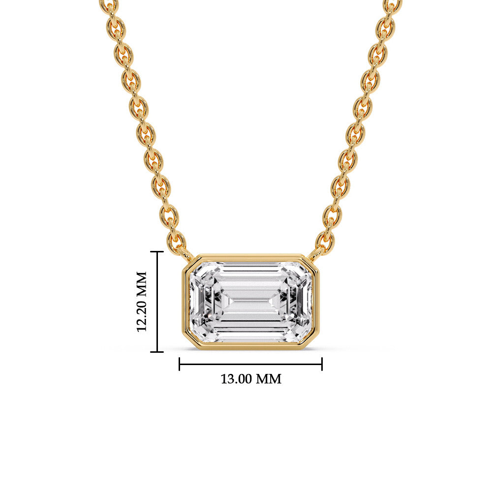 Emerald Diamond Bezel Set Solitaire Pendant
