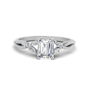 Lab Created Emerald Cut Vine Engagement Ring
