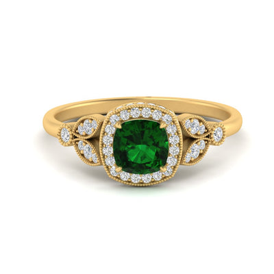 Leaf Cushion Cut Gemstone Vintage Engagement Ring