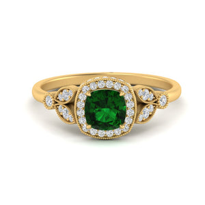 Leaf Cushion Cut Gemstone Vintage Engagement Ring
