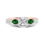 Load image into Gallery viewer, emerald-pear-accented-3-row-asscher-cut-engagement-ring-in-rose-gold-FD9982ASRGEMGRANGLE3-NL-RG
