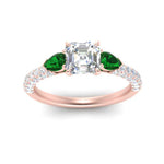 Load image into Gallery viewer, emerald-pear-accented-3-row-asscher-cut-engagement-ring-in-rose-gold-FD9982ASRGEMGRANGLE3-NL-RG
