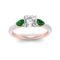 Thumbnail 15 - emerald-pear-accented-3-row-asscher-cut-engagement-ring-in-rose-gold-FD9982ASRGEMGRANGLE3-NL-RG