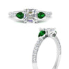 Load image into Gallery viewer, emerald-pear-accented-3-row-asscher-cut-engagement-ring-in-white-gold-FD9982ASRGEMGRANGLE3-NL-WG