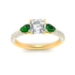 Load image into Gallery viewer, emerald-pear-accented-3-row-asscher-cut-engagement-ring-in-yellow-gold-FD9982ASRGEMGRANGLE3-NL-YG
