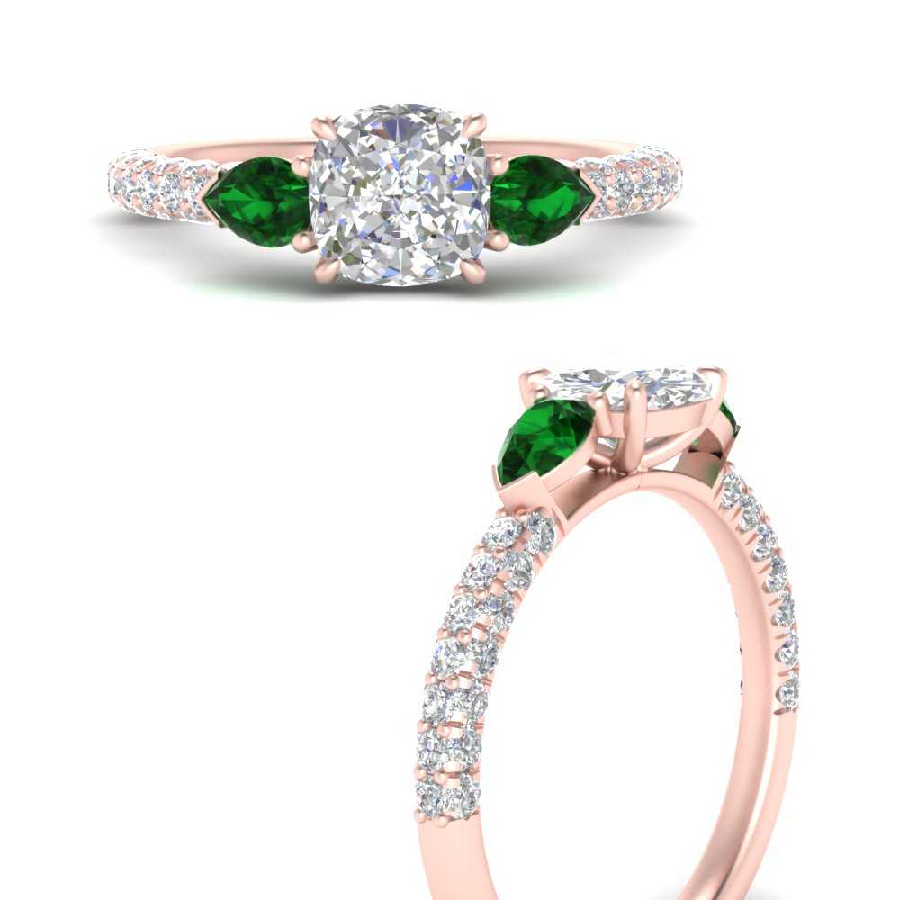 emerald-pear-accented-3-row-cushion-cut-engagement-ring-in-rose-gold-FD9982CURGEMGRANGLE3-NL-RG