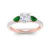 Load image into Gallery viewer, emerald-pear-accented-3-row-cushion-cut-engagement-ring-in-rose-gold-FD9982CURGEMGRANGLE3-NL-RG