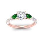 Load image into Gallery viewer, emerald-pear-accented-3-row-cushion-cut-engagement-ring-in-rose-gold-FD9982CURGEMGRANGLE3-NL-RG
