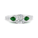 Load image into Gallery viewer, emerald-pear-accented-3-row-cushion-cut-engagement-ring-in-white-gold-FD9982CURGEMGRANGLE3-NL-WG
