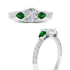 Load image into Gallery viewer, emerald-pear-accented-3-row-cushion-cut-engagement-ring-in-white-gold-FD9982CURGEMGRANGLE3-NL-WG