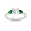 Load image into Gallery viewer, emerald-pear-accented-3-row-cushion-cut-engagement-ring-in-white-gold-FD9982CURGEMGRANGLE3-NL-WG