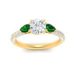 Load image into Gallery viewer, emerald-pear-accented-3-row-cushion-cut-engagement-ring-in-yellow-gold-FD9982CURGEMGRANGLE3-NL-YG
