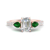 Load image into Gallery viewer, emerald-pear-accented-3-row-emerald-cut-engagement-ring-in-rose-gold-FD9982EMRGEMGRANGLE3-NL-RG