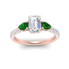 Load image into Gallery viewer, emerald-pear-accented-3-row-emerald-cut-engagement-ring-in-rose-gold-FD9982EMRGEMGRANGLE3-NL-RG
