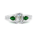 Load image into Gallery viewer, emerald-pear-accented-3-row-emerald-cut-engagement-ring-in-white-gold-FD9982EMRGEMGRANGLE3-NL-WG
