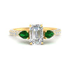 Load image into Gallery viewer, emerald-pear-accented-3-row-emerald-cut-engagement-ring-in-yellow-gold-FD9982EMRGEMGRANGLE3-NL-YG