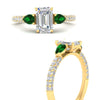 Load image into Gallery viewer, emerald-pear-accented-3-row-emerald-cut-engagement-ring-in-yellow-gold-FD9982EMRGEMGRANGLE3-NL-YG