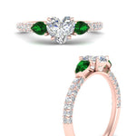 Load image into Gallery viewer, emerald-pear-accented-3-row-heart-shaped-engagement-ring-in-rose-gold-FD9982HTRGEMGRANGLE3-NL-RG
