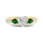 Load image into Gallery viewer, emerald-pear-accented-3-row-heart-shaped-engagement-ring-in-yellow-gold-FD9982HTRGEMGRANGLE3-NL-YG
