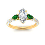 Load image into Gallery viewer, emerald-pear-accented-3-row-marquise-cut-engagement-ring-in-yellow-gold-FD9982MQRGEMGRANGLE3-NL-YG
