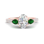 Load image into Gallery viewer, emerald-pear-accented-3-row-oval-shaped-engagement-ring-in-rose-gold-FD9982OVRGEMGRANGLE3-NL-RG

