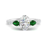 Load image into Gallery viewer, emerald-pear-accented-3-row-oval-shaped-engagement-ring-in-white-gold-FD9982OVRGEMGRANGLE3-NL-WG
