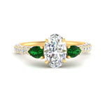 Load image into Gallery viewer, emerald-pear-accented-3-row-oval-shaped-engagement-ring-in-yellow-gold-FD9982OVRGEMGRANGLE3-NL-YG
