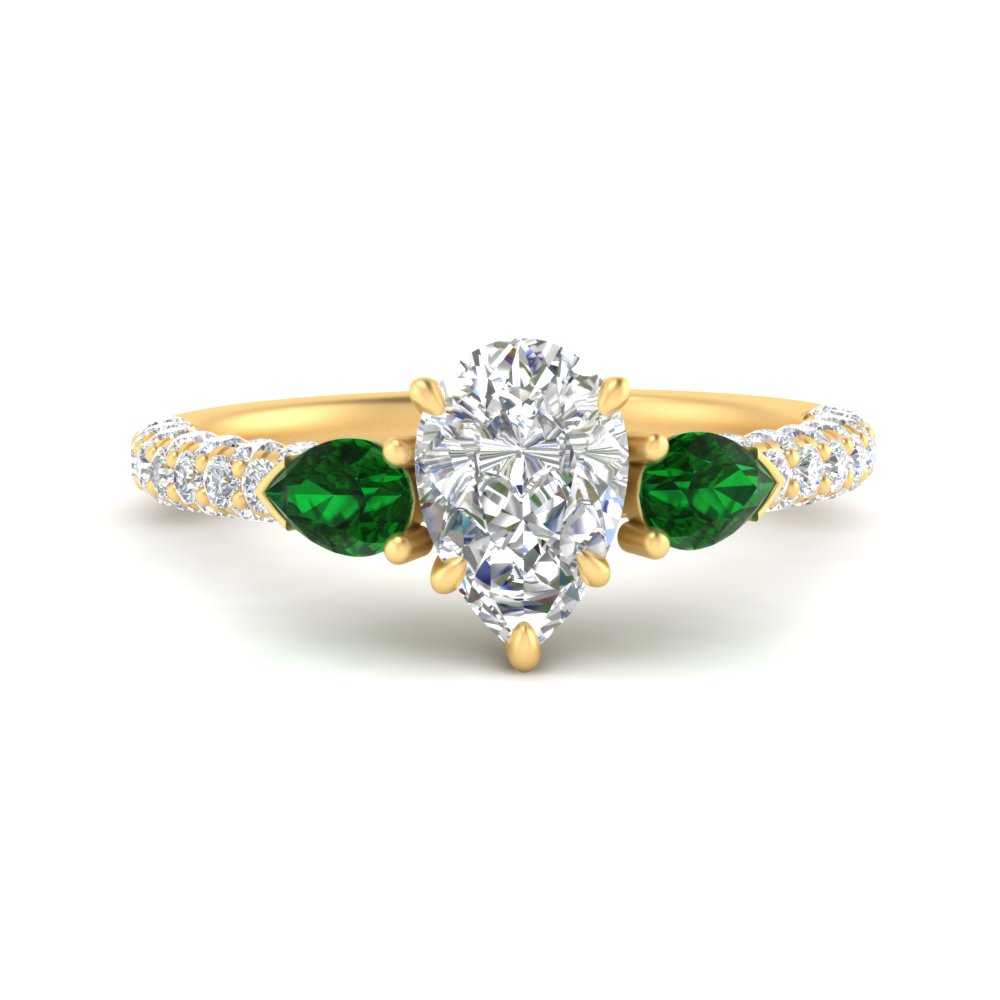Pear Accented 3 Row Diamond Ring