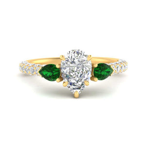 Pear Accented 3 Row Diamond Ring