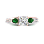 Load image into Gallery viewer, emerald-pear-accented-3-row-princess-cut-engagement-ring-in-rose-gold-FD9982PRRGEMGRANGLE3-NL-RG

