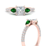 Load image into Gallery viewer, emerald-pear-accented-3-row-princess-cut-engagement-ring-in-rose-gold-FD9982PRRGEMGRANGLE3-NL-RG
