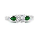 Load image into Gallery viewer, emerald-pear-accented-3-row-princess-cut-engagement-ring-in-white-gold-FD9982PRRGEMGRANGLE3-NL-WG
