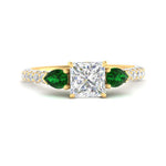 Load image into Gallery viewer, emerald-pear-accented-3-row-princess-cut-engagement-ring-in-yellow-gold-FD9982PRRGEMGRANGLE3-NL-YG
