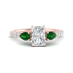 Load image into Gallery viewer, emerald-pear-accented-3-row-radiant-cut-engagement-ring-in-rose-gold-FD9982RARGEMGRANGLE3-NL-RG
