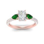 Load image into Gallery viewer, emerald-pear-accented-3-row-radiant-cut-engagement-ring-in-rose-gold-FD9982RARGEMGRANGLE3-NL-RG