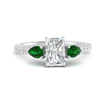 Load image into Gallery viewer, emerald-pear-accented-3-row-radiant-cut-engagement-ring-in-white-gold-FD9982RARGEMGRANGLE3-NL-WG
