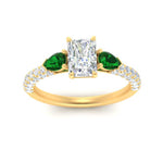 Load image into Gallery viewer, emerald-pear-accented-3-row-radiant-cut-engagement-ring-in-yellow-gold-FD9982RARGEMGRANGLE3-NL-YG