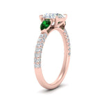 Load image into Gallery viewer, emerald-pear-accented-3-row-round-cut-engagement-ring-in-rose-gold-FD9982RORGEMGRANGLE3-NL-RG
