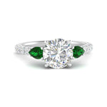 Load image into Gallery viewer, emerald-pear-accented-3-row-round-cut-engagement-ring-in-white-gold-FD9982RORGEMGRANGLE3-NL-WG
