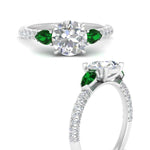Load image into Gallery viewer, emerald-pear-accented-3-row-round-cut-engagement-ring-in-white-gold-FD9982RORGEMGRANGLE3-NL-WG
