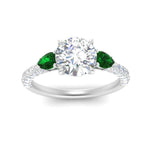 Load image into Gallery viewer, emerald-pear-accented-3-row-round-cut-engagement-ring-in-white-gold-FD9982RORGEMGRANGLE3-NL-WG
