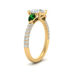 Load image into Gallery viewer, emerald-pear-accented-3-row-round-cut-engagement-ring-in-yellow-gold-FD9982RORGEMGRANGLE3-NL-YG

