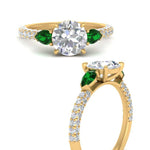 Load image into Gallery viewer, emerald-pear-accented-3-row-round-cut-engagement-ring-in-yellow-gold-FD9982RORGEMGRANGLE3-NL-YG
