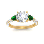 Load image into Gallery viewer, emerald-pear-accented-3-row-round-cut-engagement-ring-in-yellow-gold-FD9982RORGEMGRANGLE3-NL-YG
