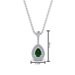 Load image into Gallery viewer, emerald-pear-shaped-double-halo-diamond-pendant-in-FDPD86826PE(6.0X4.0MM)GEMGR-NL-WG-GS
