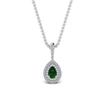 Load image into Gallery viewer, emerald-pear-shaped-double-halo-diamond-pendant-in-FDPD86826PE(6.0X4.0MM)GEMGR-NL-WG-GS
