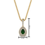 Load image into Gallery viewer, emerald-pear-shaped-double-halo-diamond-pendant-in-FDPD86826PE(6.0X4.0MM)GEMGR-NL-YG-GS
