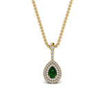 Load image into Gallery viewer, emerald-pear-shaped-double-halo-diamond-pendant-in-FDPD86826PE(6.0X4.0MM)GEMGR-NL-YG-GS
