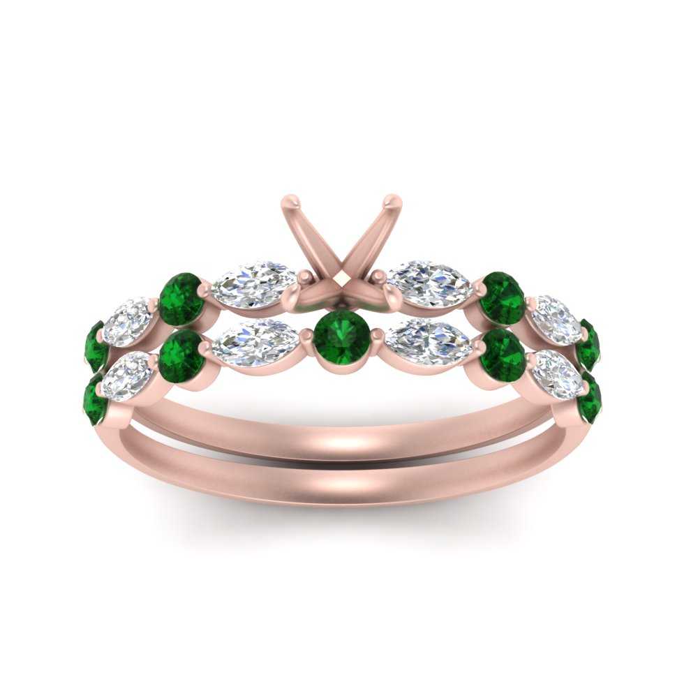 Round And Marquise Bridal Semi Mount Wedding Set