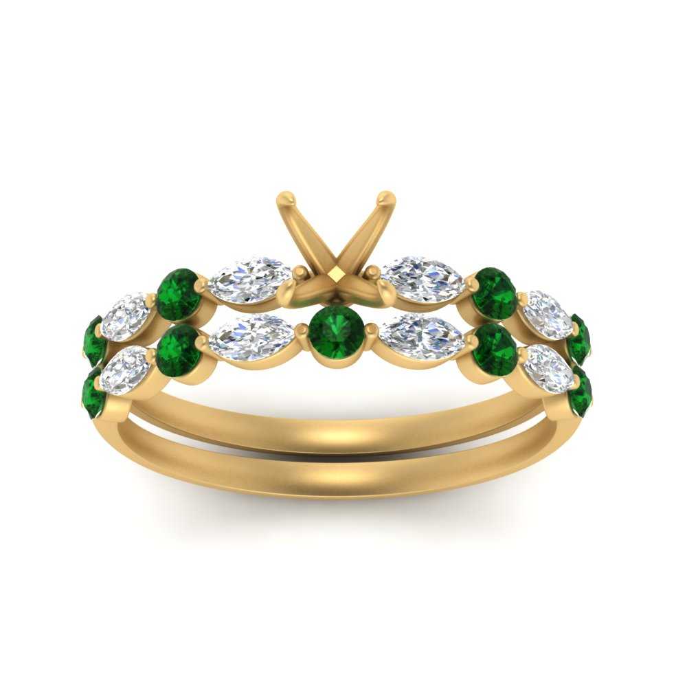 Round And Marquise Bridal Semi Mount Wedding Set